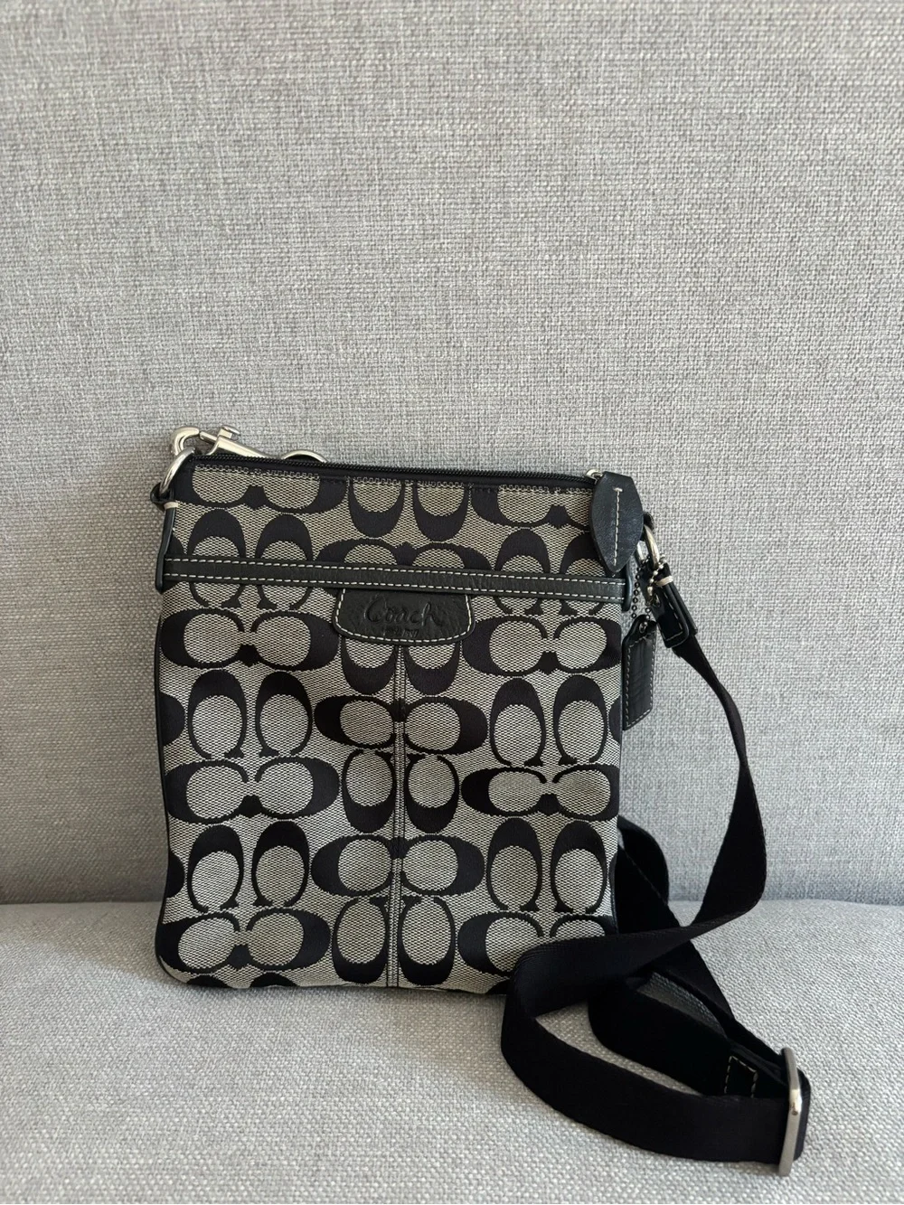 Coach Black and Gray Signature Crossbody Bag